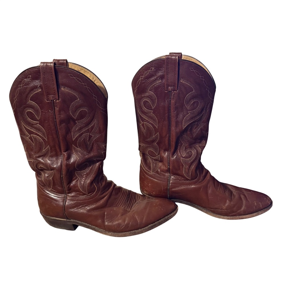 Dan Post Mens Brown Leather Western Cowboy Boots Pointed Toe Size 8.5 D